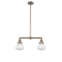 Innovations Lighting Olean 2 Light 22" Wide Chandelier / Semi-Flush Ceiling Fixture Antique Copper / Clear
