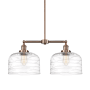 Innovations Lighting Bell 2 Light 21" Wide Linear Pendant Antique Copper / Clear Deco Swirl