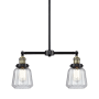 Innovations Lighting Chatham 2 Light 21" Wide Linear Chandelier Black / Antique Brass / Clear