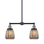 Innovations Lighting Chatham 2 Light 21" Wide Linear Chandelier Black / Antique Brass / Mercury Plated
