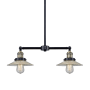Innovations Lighting Halophane 2 Light 21" Wide Linear Chandelier / Semi-Flush Ceiling Fixture Black / Antique Brass / Flat