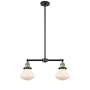 Innovations Lighting Olean 2 Light 22" Wide Chandelier / Semi-Flush Ceiling Fixture Black Antique Brass / Matte White