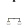 Innovations Lighting Olean 2 Light 22" Wide Chandelier / Semi-Flush Ceiling Fixture Black Antique Brass / Clear