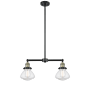 Innovations Lighting Olean 2 Light 22" Wide Chandelier / Semi-Flush Ceiling Fixture Black Antique Brass / Seedy