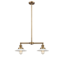 Innovations Lighting Halophane 2 Light 21" Wide Linear Chandelier / Semi-Flush Ceiling Fixture Brushed Brass / Matte White Halophane