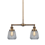 Innovations Lighting Chatham 2 Light 21" Wide Linear Chandelier Brushed Brass / Clear