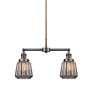 Innovations Lighting Chatham 2 Light 21" Wide Linear Chandelier Brushed Brass / Mercury Plated