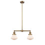 Innovations Lighting Olean 2 Light 22" Wide Chandelier / Semi-Flush Ceiling Fixture Brushed Brass / Matte White