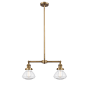 Innovations Lighting Olean 2 Light 22" Wide Chandelier / Semi-Flush Ceiling Fixture Brushed Brass / Clear