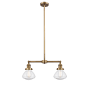 Innovations Lighting Olean 2 Light 22" Wide Chandelier / Semi-Flush Ceiling Fixture Brushed Brass / Seedy