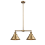 Innovations Lighting Briarcliff 2 Light 21" Wide Linear Chandelier / Semi-Flush Ceiling Fixture Brushed Brass
