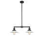 Innovations Lighting Halophane 2 Light 21" Wide Linear Chandelier / Semi-Flush Ceiling Fixture Matte Black / Matte White Halophane