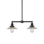 Innovations Lighting Halophane 2 Light 21" Wide Linear Chandelier / Semi-Flush Ceiling Fixture Matte Black / Flat