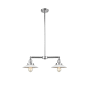 Innovations Lighting Halophane 2 Light 21" Wide Linear Chandelier / Semi-Flush Ceiling Fixture Polished Chrome / Matte White Halophane