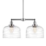 Innovations Lighting Bell 2 Light 21" Wide Linear Pendant Polished Chrome / Clear Deco Swirl