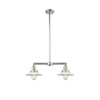 Innovations Lighting Halophane 2 Light 21" Wide Linear Chandelier / Semi-Flush Ceiling Fixture Polished Nickel / Matte White Halophane