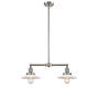 Innovations Lighting Halophane 2 Light 21" Wide Linear Chandelier / Semi-Flush Ceiling Fixture Brushed Satin Nickel / Matte White Halophane