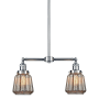 Innovations Lighting Chatham 2 Light 21" Wide Linear Chandelier Brushed Satin Nickel / Mercury Plated
