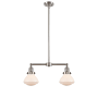 Innovations Lighting Olean 2 Light 22" Wide Chandelier / Semi-Flush Ceiling Fixture Brushed Satin Nickel / Matte White