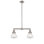 Innovations Lighting Olean 2 Light 22" Wide Chandelier / Semi-Flush Ceiling Fixture Brushed Satin Nickel / Clear