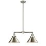 Innovations Lighting Briarcliff 2 Light 21" Wide Linear Chandelier / Semi-Flush Ceiling Fixture Brushed Satin Nickel