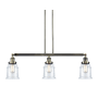 Innovations Lighting Canton 3 Light 39" Wide Linear Chandelier Antique Brass / Clear