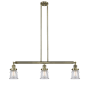 Innovations Lighting Small Canton 3 Light 39" Wide Linear Chandelier Antique Brass / Clear