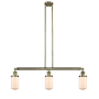 Innovations Lighting Dover 3 Light 37" Wide Linear Chandelier Antique Brass / Matte White Cased