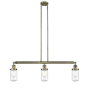 Innovations Lighting Dover 3 Light 37" Wide Linear Chandelier Antique Brass / Seedy