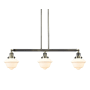 Innovations Lighting Small Oxford 3 Light 40" Wide Linear Chandelier Antique Brass / Matte White Cased