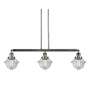 Innovations Lighting Small Oxford 3 Light 40" Wide Linear Chandelier Antique Brass / Clear