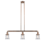 Innovations Lighting Small Canton 3 Light 39" Wide Linear Chandelier Antique Copper / Clear