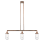Innovations Lighting Dover 3 Light 37" Wide Linear Chandelier Antique Copper / Clear