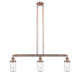 Innovations Lighting Dover 3 Light 37" Wide Linear Chandelier Antique Copper / Seedy