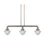 Innovations Lighting Small Oxford 3 Light 40" Wide Linear Chandelier Antique Copper / Clear
