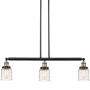 Innovations Lighting Bell 3 Light 38" Wide Linear Pendant Black Antique Brass / Deco Swirl