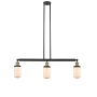 Innovations Lighting Dover 3 Light 37" Wide Linear Chandelier Black Antique Brass / Matte White Cased