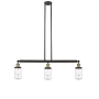 Innovations Lighting Dover 3 Light 37" Wide Linear Chandelier Black Antique Brass / Clear
