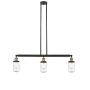 Innovations Lighting Dover 3 Light 37" Wide Linear Chandelier Black Antique Brass / Seedy