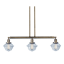 Innovations Lighting Small Oxford 3 Light 40" Wide Linear Chandelier Brushed Brass / Clear