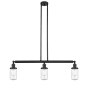 Innovations Lighting Dover 3 Light 37" Wide Linear Chandelier Matte Black / Seedy