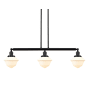 Innovations Lighting Small Oxford 3 Light 40" Wide Linear Chandelier Matte Black / Matte White Cased