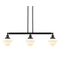 Innovations Lighting Small Oxford 3 Light 40" Wide Linear Chandelier Oil Rubbed Bronze / Matte White Cased