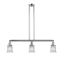 Innovations Lighting Small Canton 3 Light 39" Wide Linear Chandelier Polished Chrome / Seedy