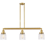 Innovations Lighting Bell 3 Light 38" Wide Linear Pendant Satin Gold / Deco Swirl