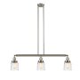 Innovations Lighting Bell 3 Light 38" Wide Linear Pendant Brushed Satin Nickel / Deco Swirl