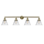 Innovations Lighting Cone 4 Light 44" Wide Vanity Light Antique Brass / Clear