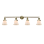 Innovations Lighting Cone 4 Light 43" Wide Vanity Light Antique Brass / Matte White