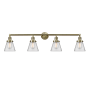Innovations Lighting Cone 4 Light 42" Wide Vanity Light Antique Brass / Clear