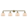 Innovations Lighting Bell 4 Light 44" Wide Vanity Light Antique Brass / Matte White